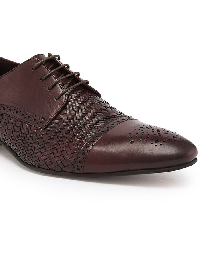 Imperio By Regal Brown Mens Formal Woven Leather Oxford Lace Ups