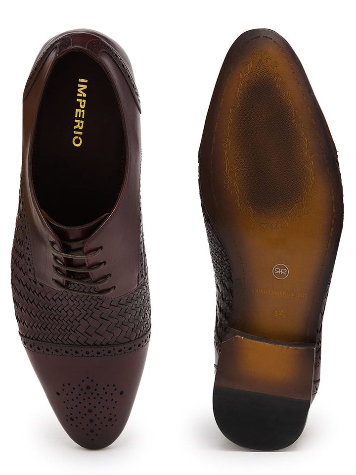 Imperio By Regal Brown Mens Formal Woven Leather Oxford Lace Ups