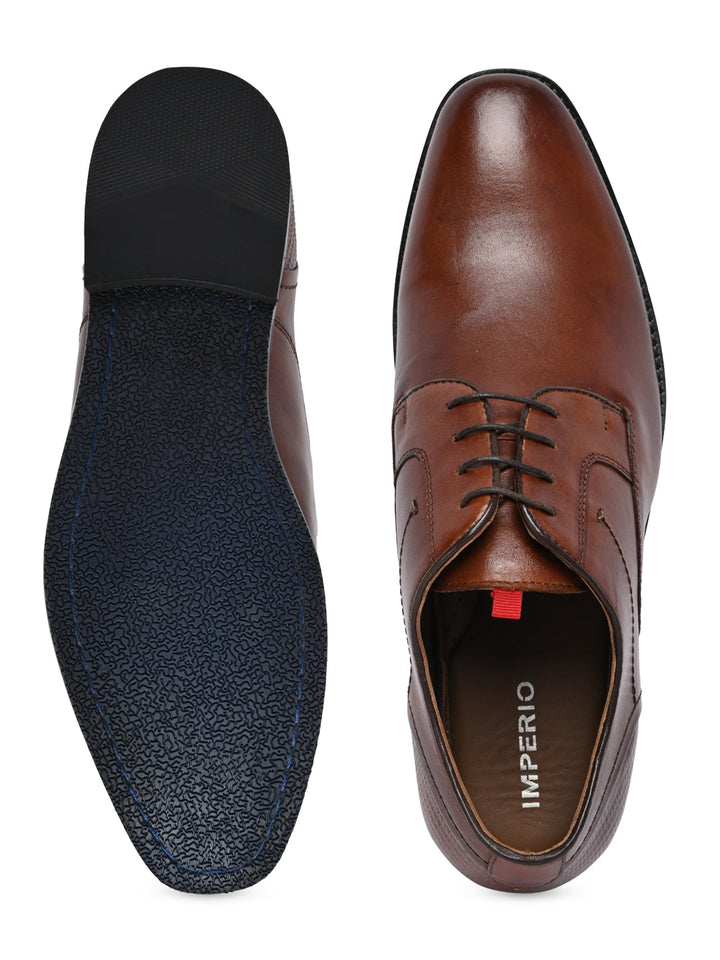 Imperio By Regal Tan Men Classic Leather Formal Lace Ups