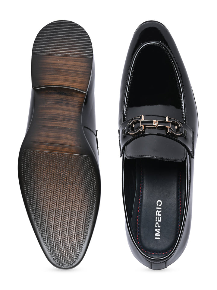Imperio By Regal Black Men Formal Patent Leather Buckled Slip Ons