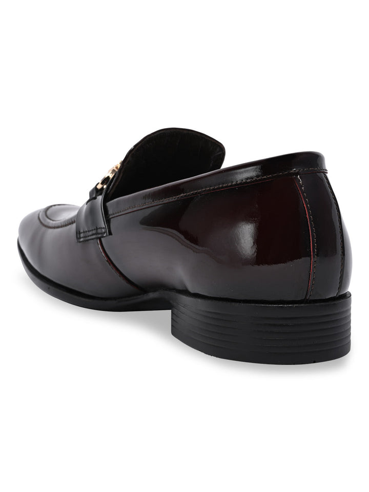 Imperio By Regal Maroon Men Formal Patent Leather Buckled Slip Ons
