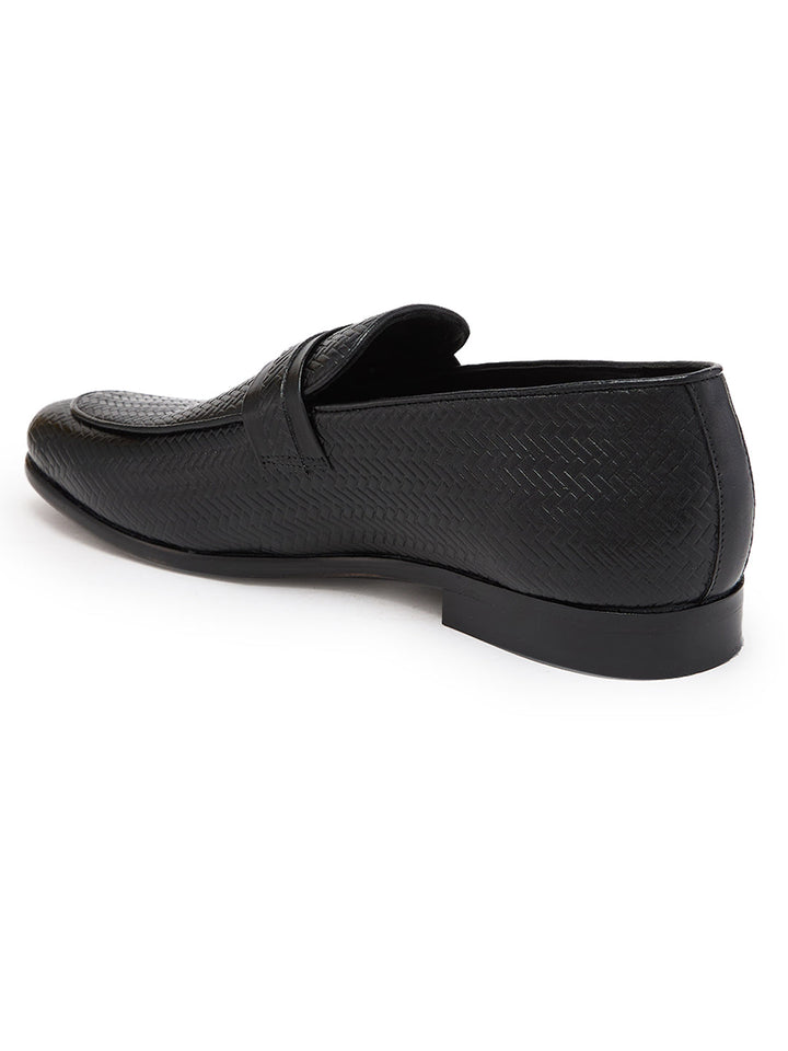Imperio By Regal Black Mens Textured Leather Formal Buckled Slip Ons
