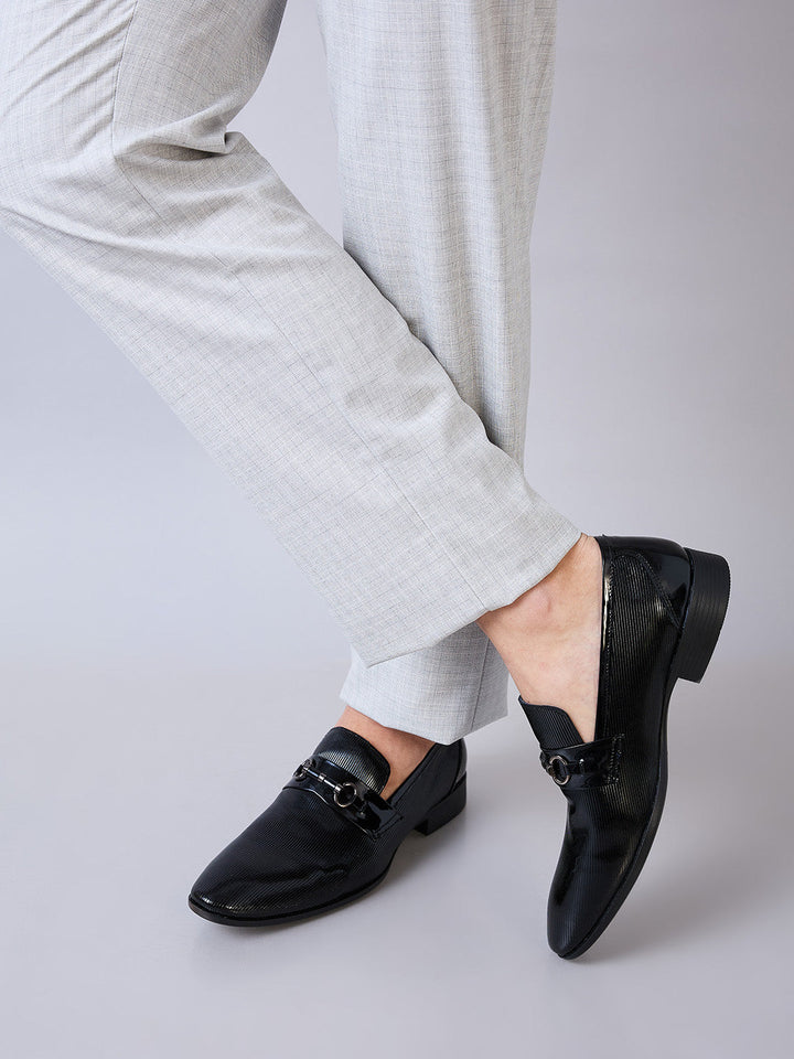 Imperio By Regal Black Men Formal Textured Leather Slip Ons