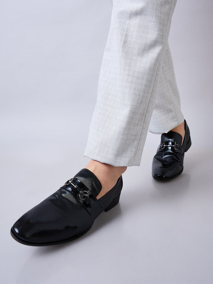 Imperio By Regal Black Men Formal Textured Leather Slip Ons