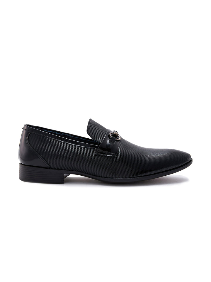 Imperio By Regal Black Men Formal Textured Leather Slip Ons