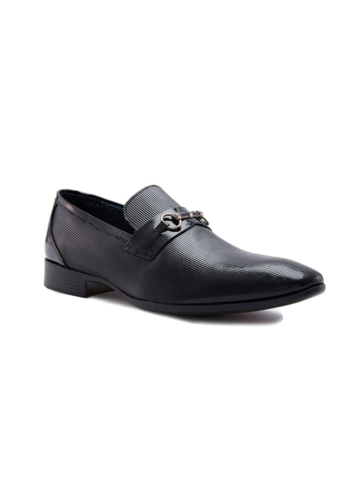 Imperio By Regal Black Men Formal Textured Leather Slip Ons