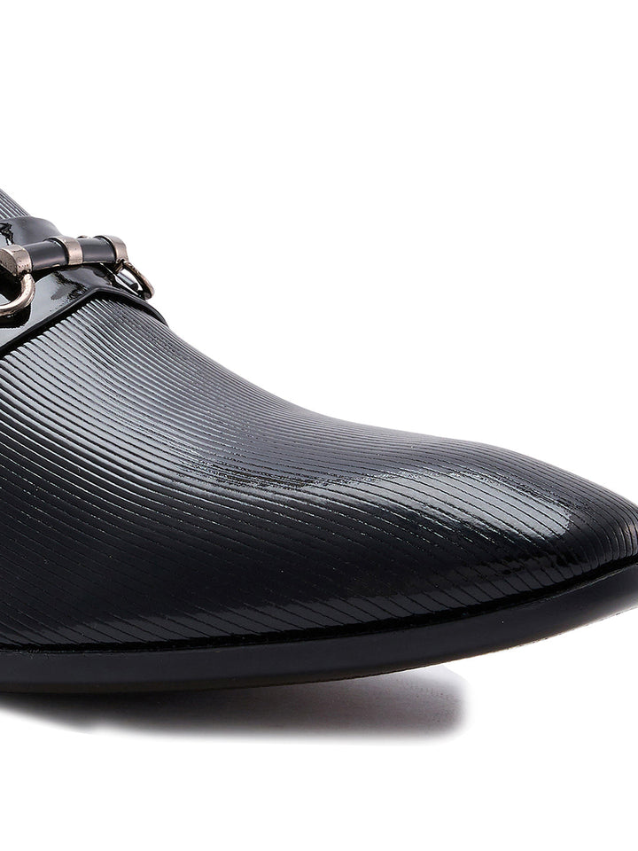 Imperio By Regal Black Men Formal Textured Leather Slip Ons