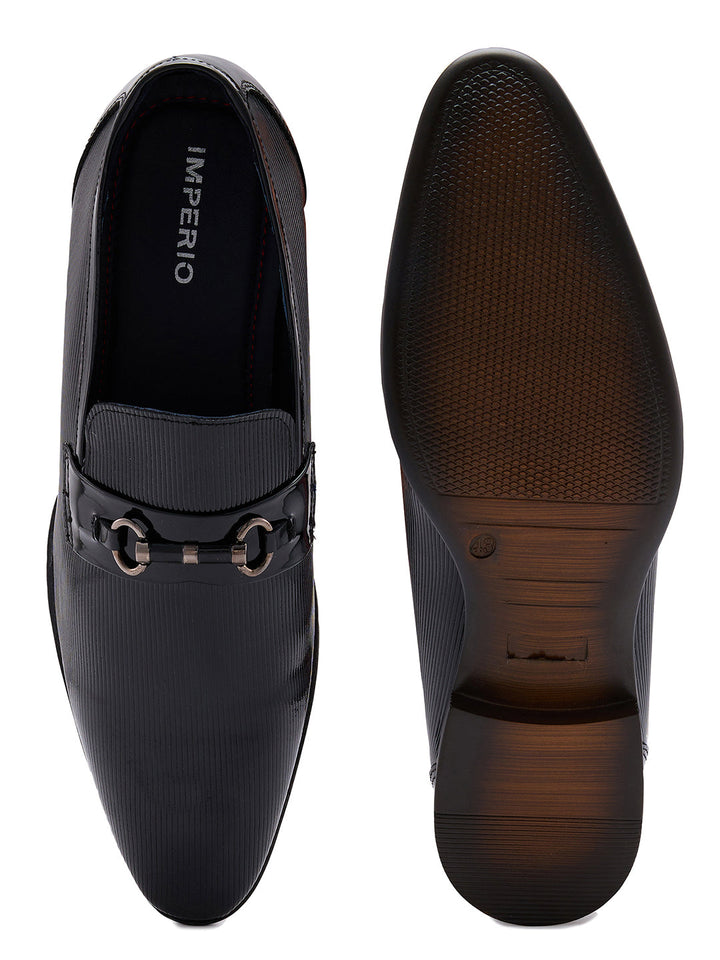 Imperio By Regal Black Men Formal Textured Leather Slip Ons