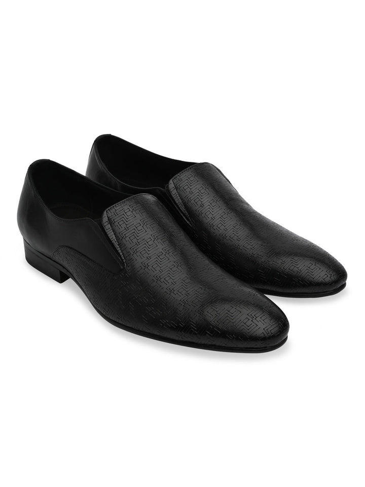 Imperio By Regal Black Mens Textured Leather Formal Slip Ons