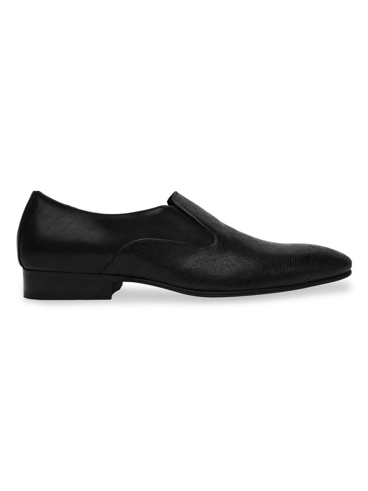 Imperio By Regal Black Mens Textured Leather Formal Slip Ons