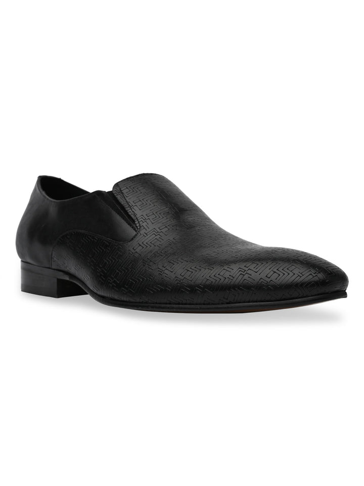 Imperio By Regal Black Mens Textured Leather Formal Slip Ons
