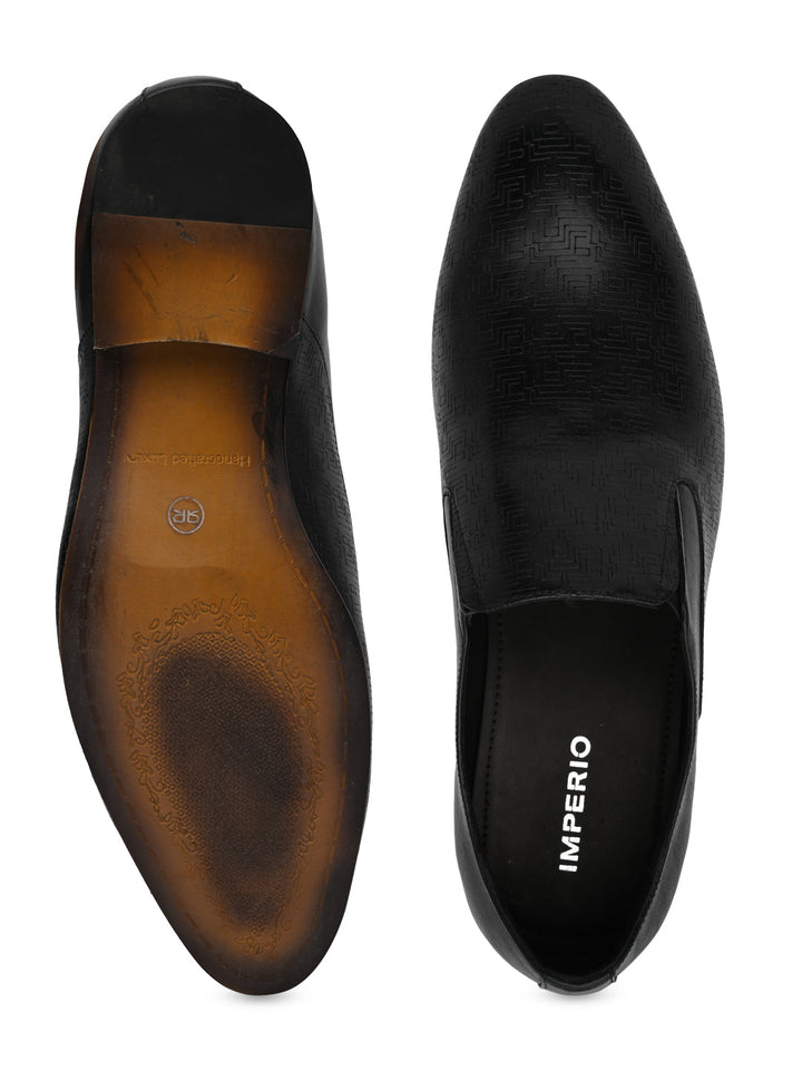 Imperio By Regal Black Mens Textured Leather Formal Slip Ons