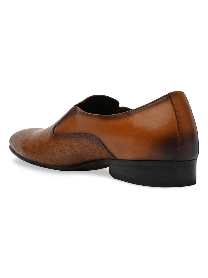 Imperio By Regal Tan Mens Textured Leather Formal Slip Ons