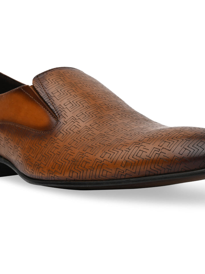 Imperio By Regal Tan Mens Textured Leather Formal Slip Ons