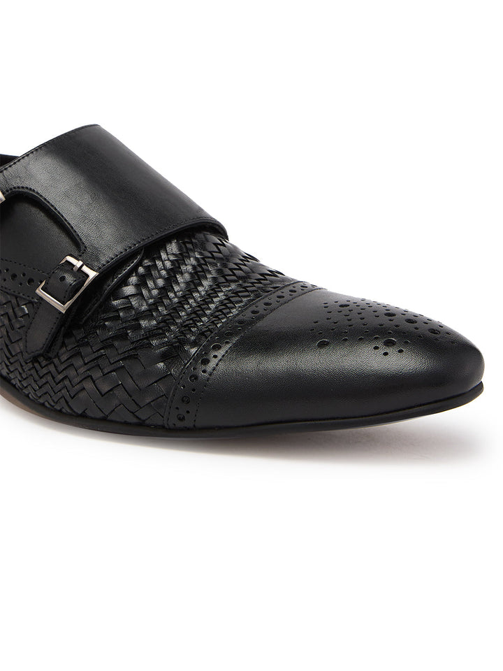 Imperio By Regal Black Mens Formal Woven Double Monk Slip Ons