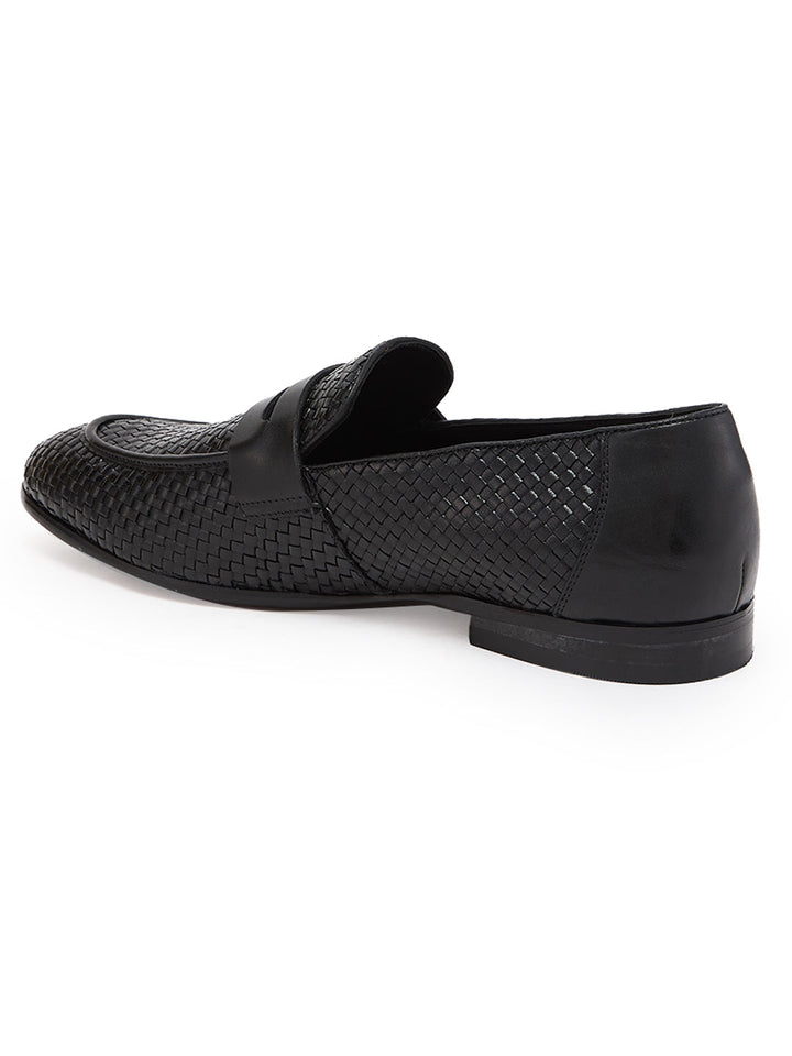 Imperio By Regal Black Mens Formal Woven Leather Slip Ons