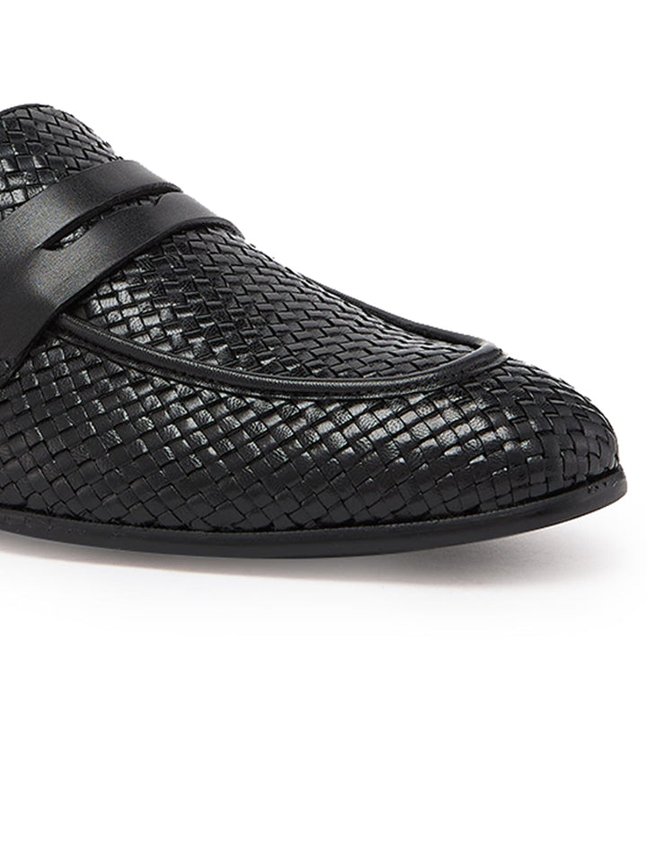 Imperio By Regal Black Mens Formal Woven Leather Slip Ons
