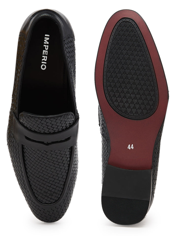 Imperio By Regal Black Mens Formal Woven Leather Slip Ons