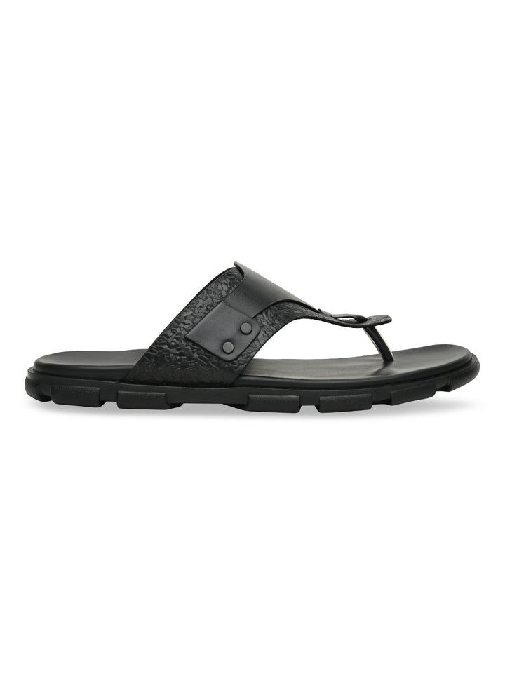 Imperio By Regal Black Men Casual Leather Sandals