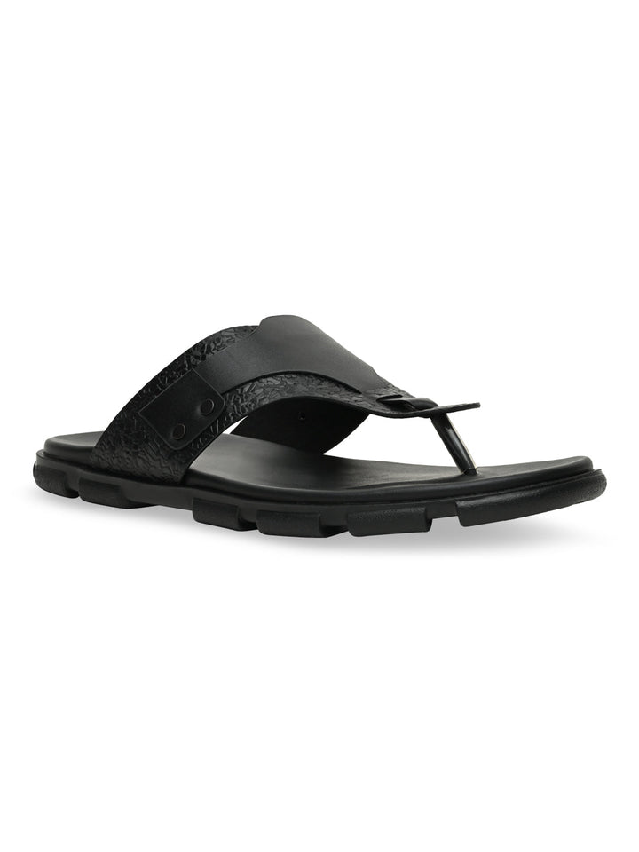 Imperio By Regal Black Men Casual Leather Sandals