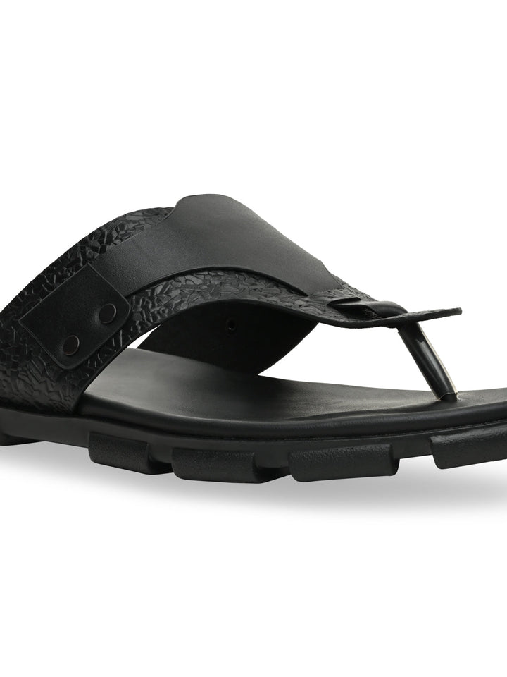 Imperio By Regal Black Men Casual Leather Sandals