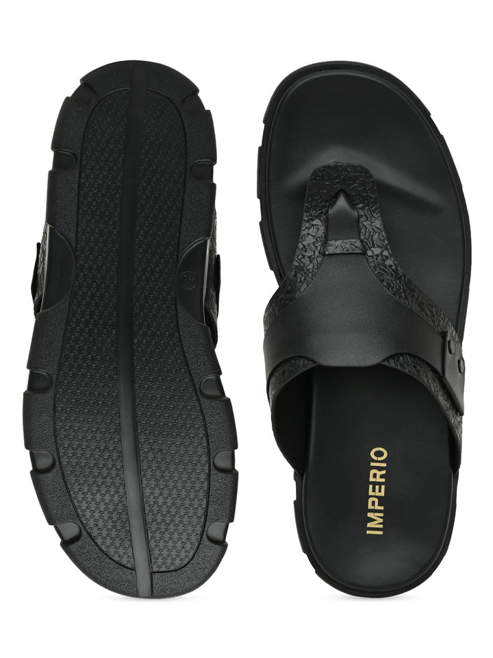 Imperio By Regal Black Men Casual Leather Sandals