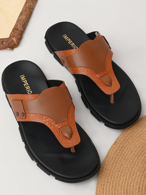 Imperio By Regal Tan Men Casual Leather Sandals