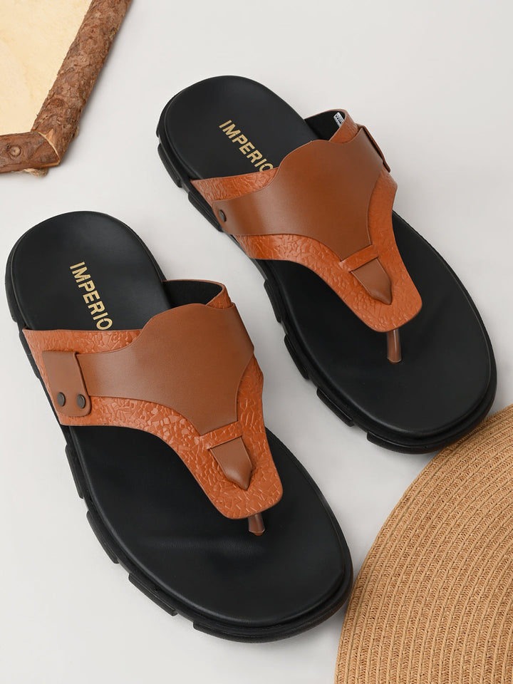 Imperio By Regal Tan Men Casual Leather Sandals