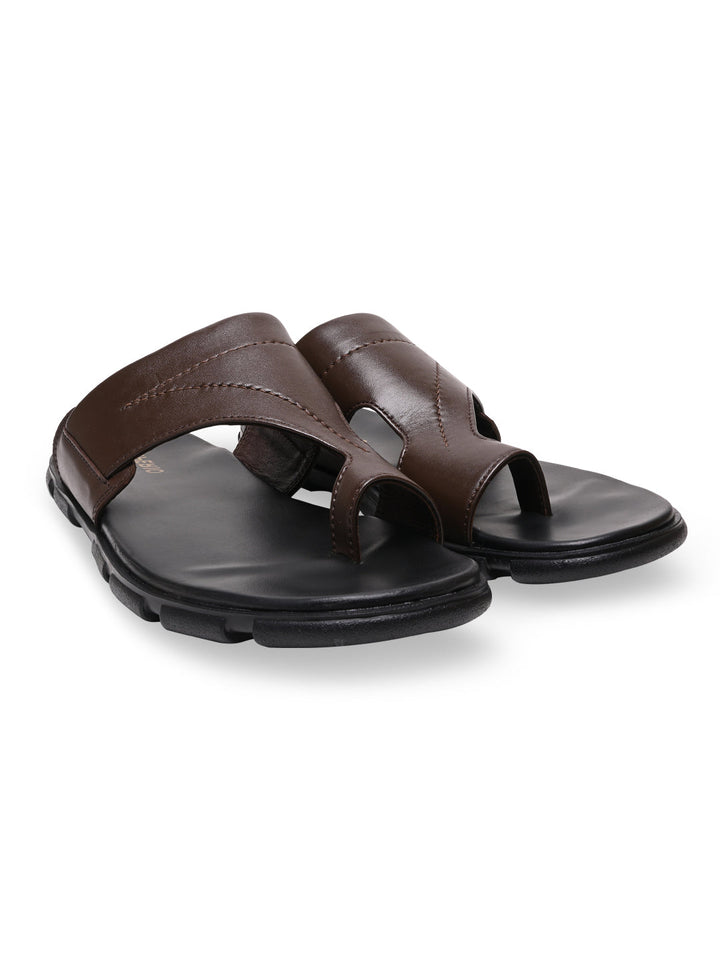Imperio By Regal Brown Men Leather One Toe Sandals