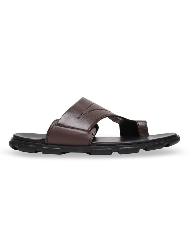 Imperio By Regal Brown Men Leather One Toe Sandals