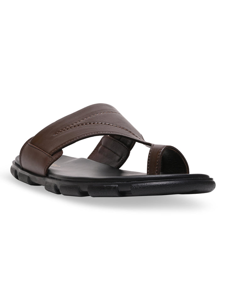 Imperio By Regal Brown Men Leather One Toe Sandals