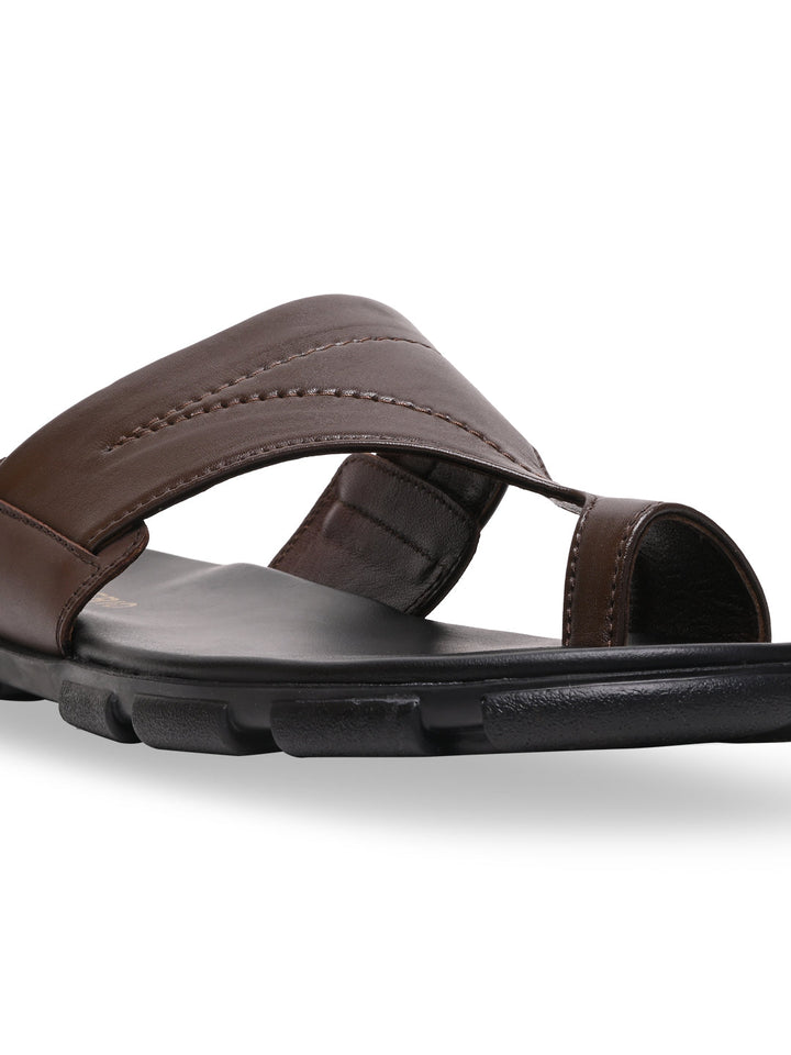 Imperio By Regal Brown Men Leather One Toe Sandals