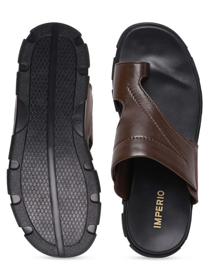 Imperio By Regal Brown Men Leather One Toe Sandals