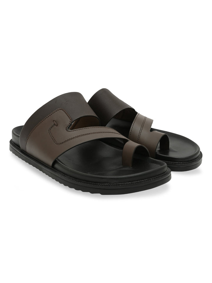 Imperio By Regal Brown Men Leather One Toe Sandals