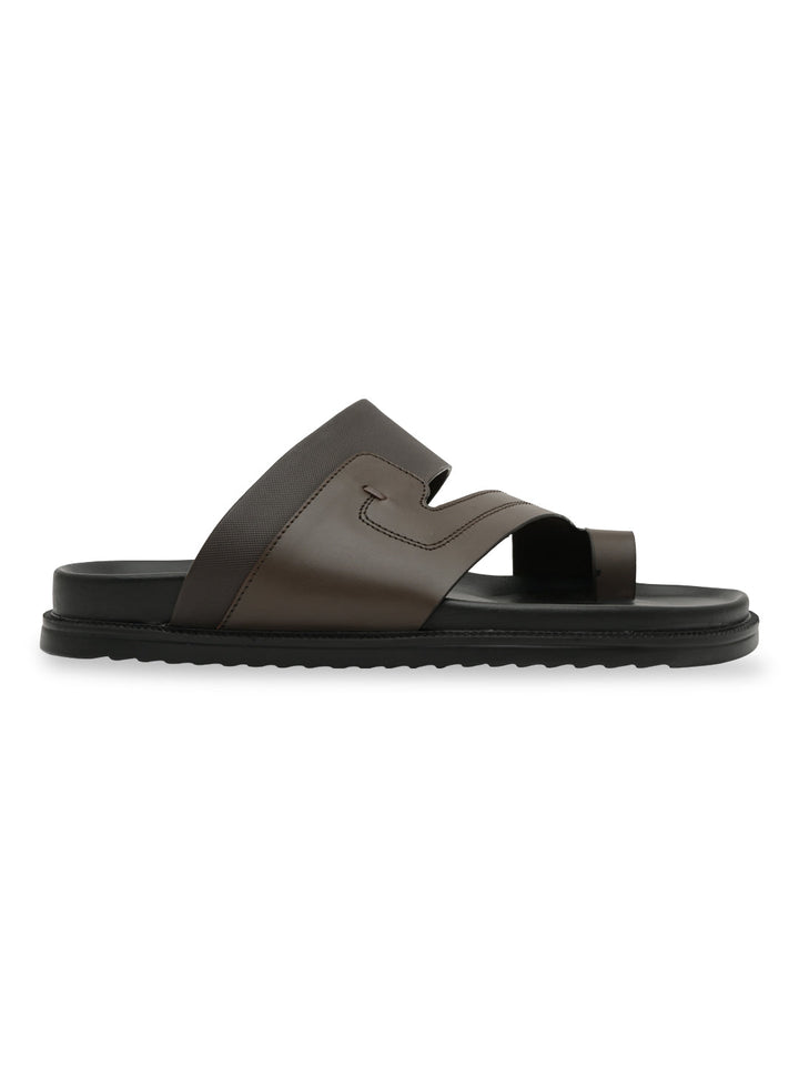 Imperio By Regal Brown Men Leather One Toe Sandals