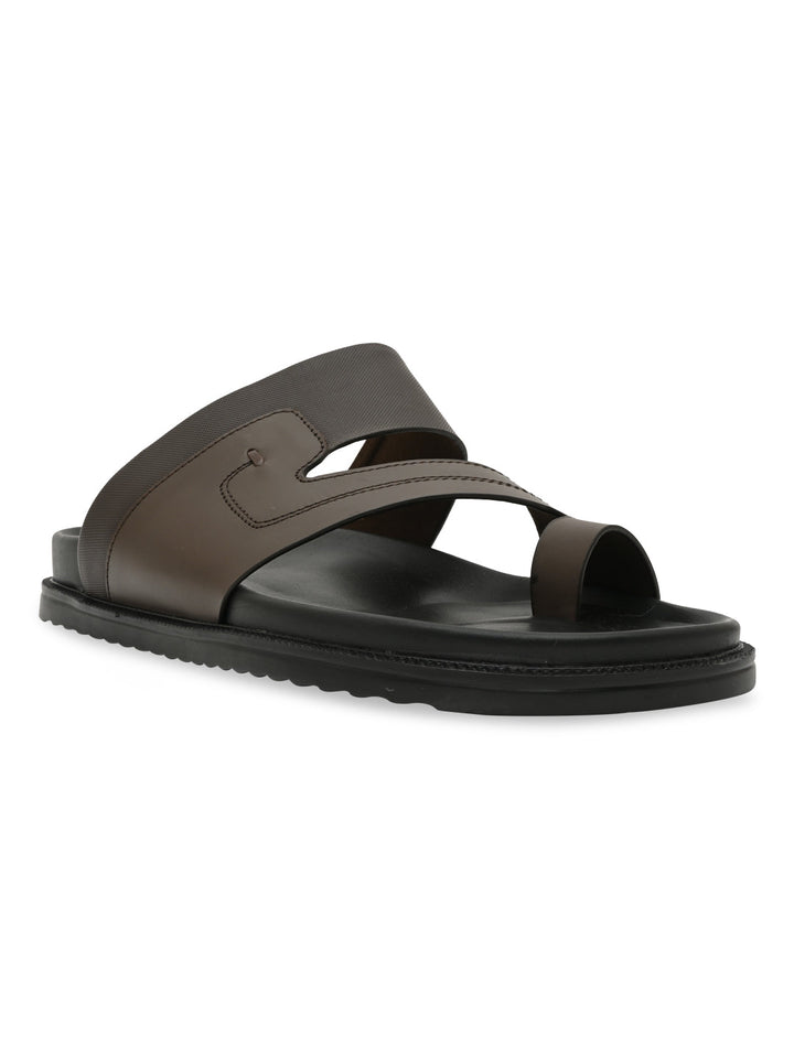 Imperio By Regal Brown Men Leather One Toe Sandals