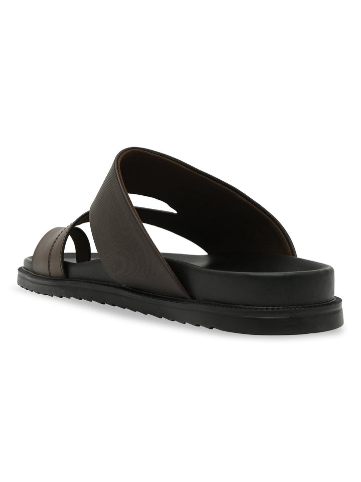 Imperio By Regal Brown Men Leather One Toe Sandals