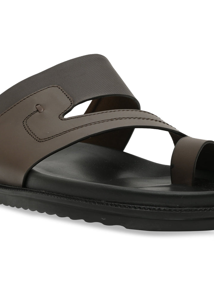 Imperio By Regal Brown Men Leather One Toe Sandals