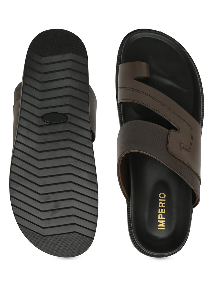 Imperio By Regal Brown Men Leather One Toe Sandals