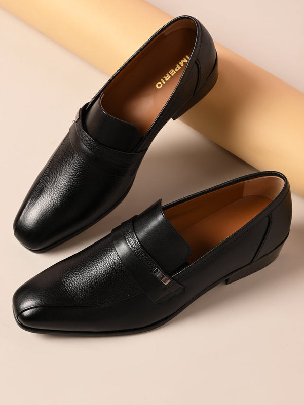 Imperio By Regal Black Men Formal Leather Slip Ons