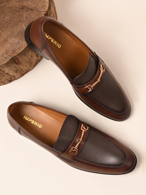 Imperio By Regal Brown Men Formal Buckled Leather Slip Ons