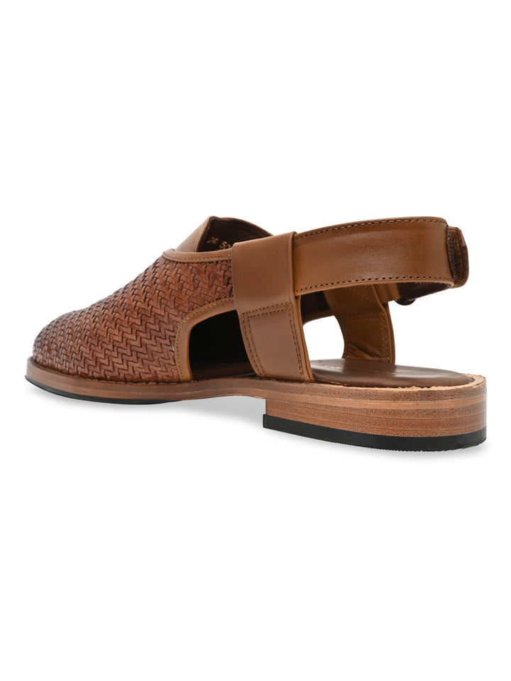 Imperio By Regal Tan Mens Formal Woven Leather Slip On Sandals