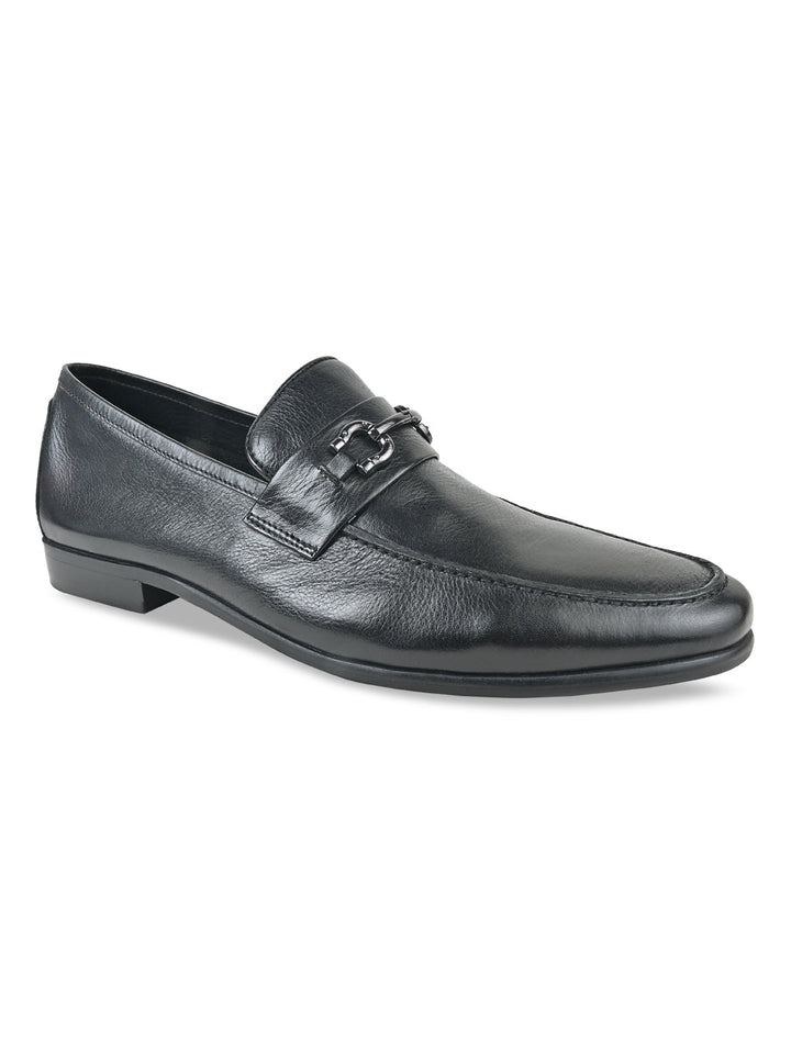 Imperio By Regal Black Men Buckled Leather Slip Ons