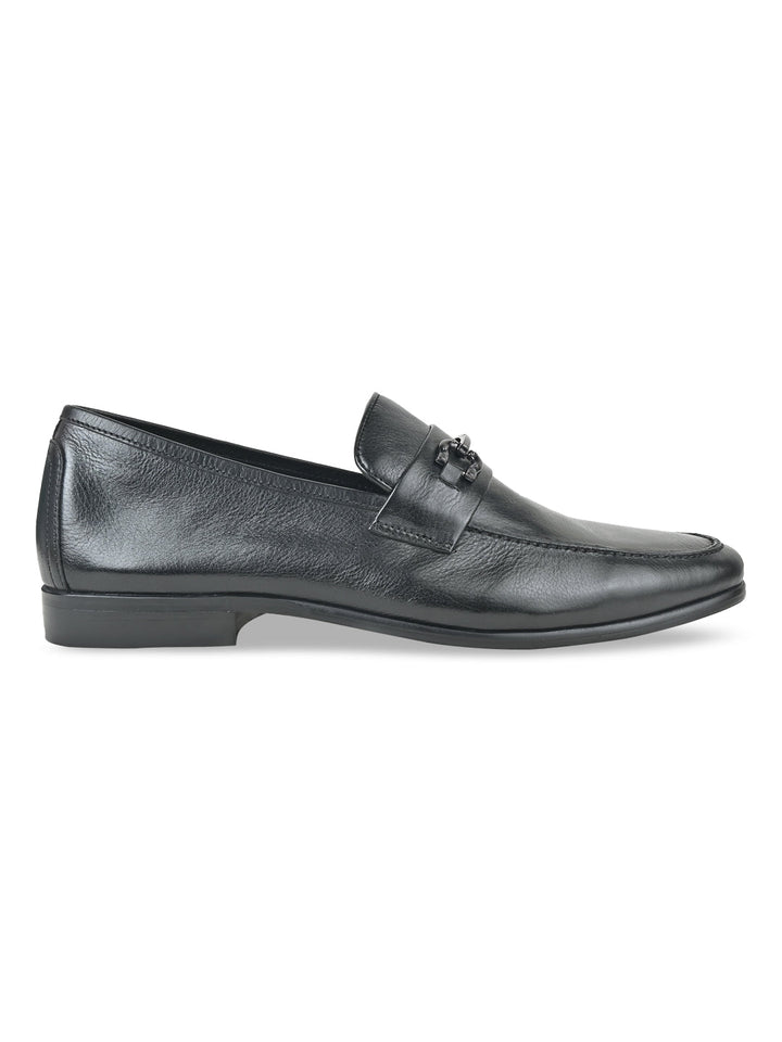 Imperio By Regal Black Men Buckled Leather Slip Ons