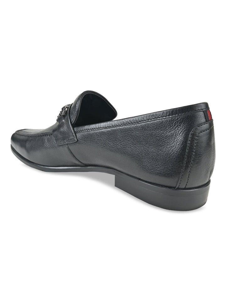 Imperio By Regal Black Men Buckled Leather Slip Ons