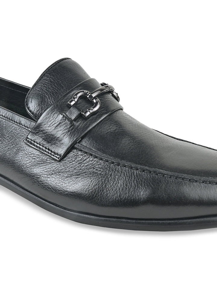 Imperio By Regal Black Men Buckled Leather Slip Ons