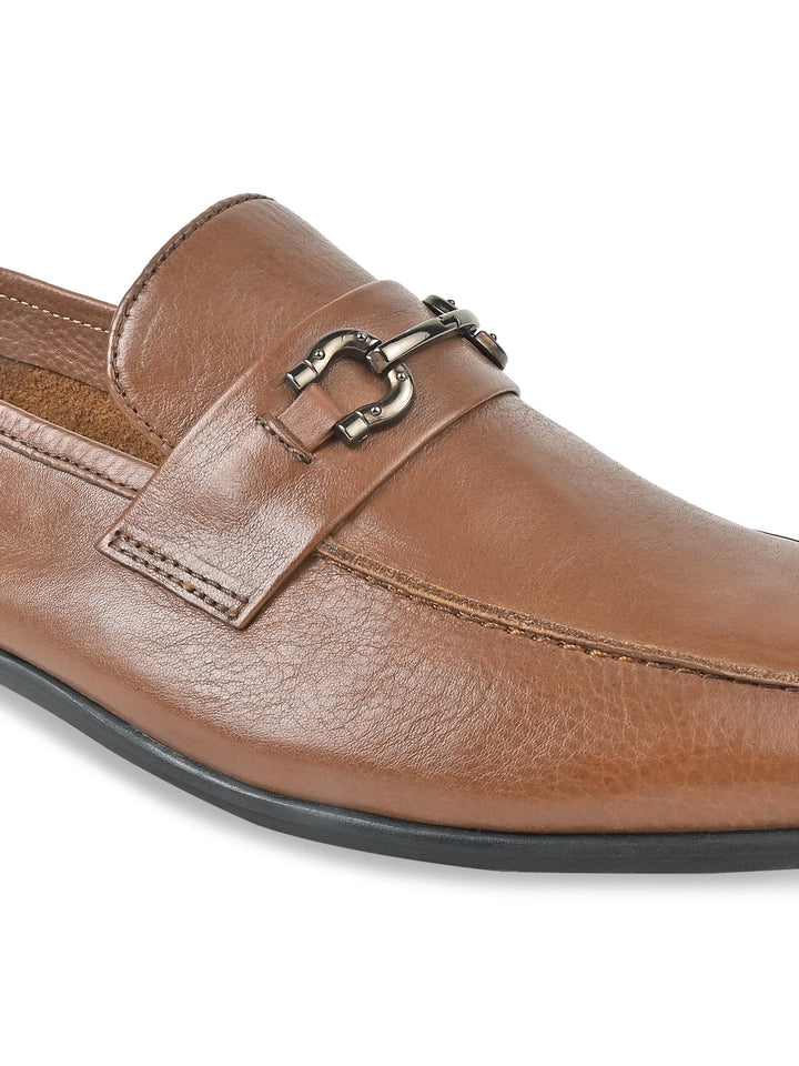 Imperio By Regal Tan Men Buckled Leather Slip Ons