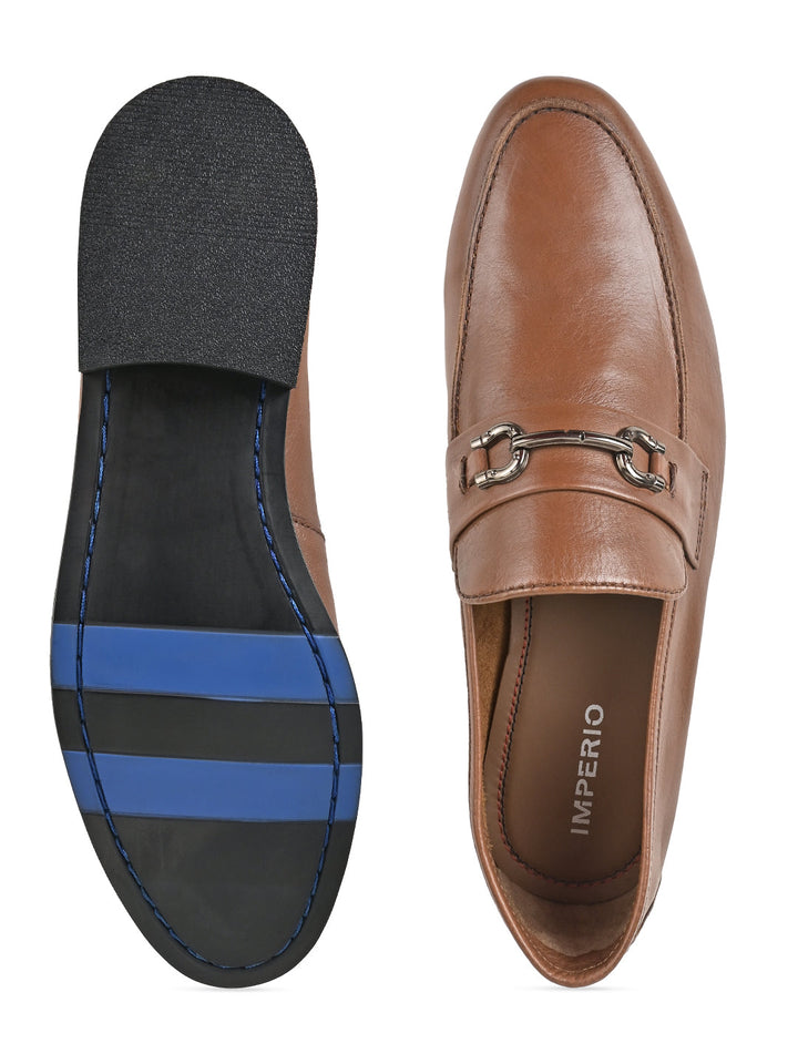 Imperio By Regal Tan Men Buckled Leather Slip Ons