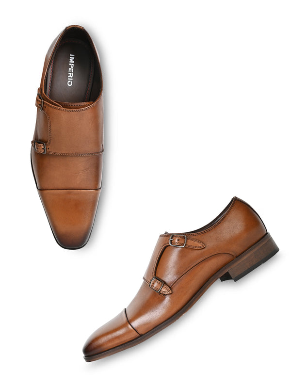 Imperio By Regal Tan Men Leather Formal Double Monks