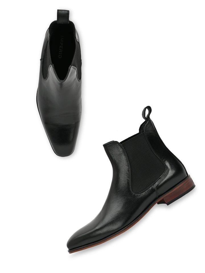 Imperio By Regal Black Men Leather Boots